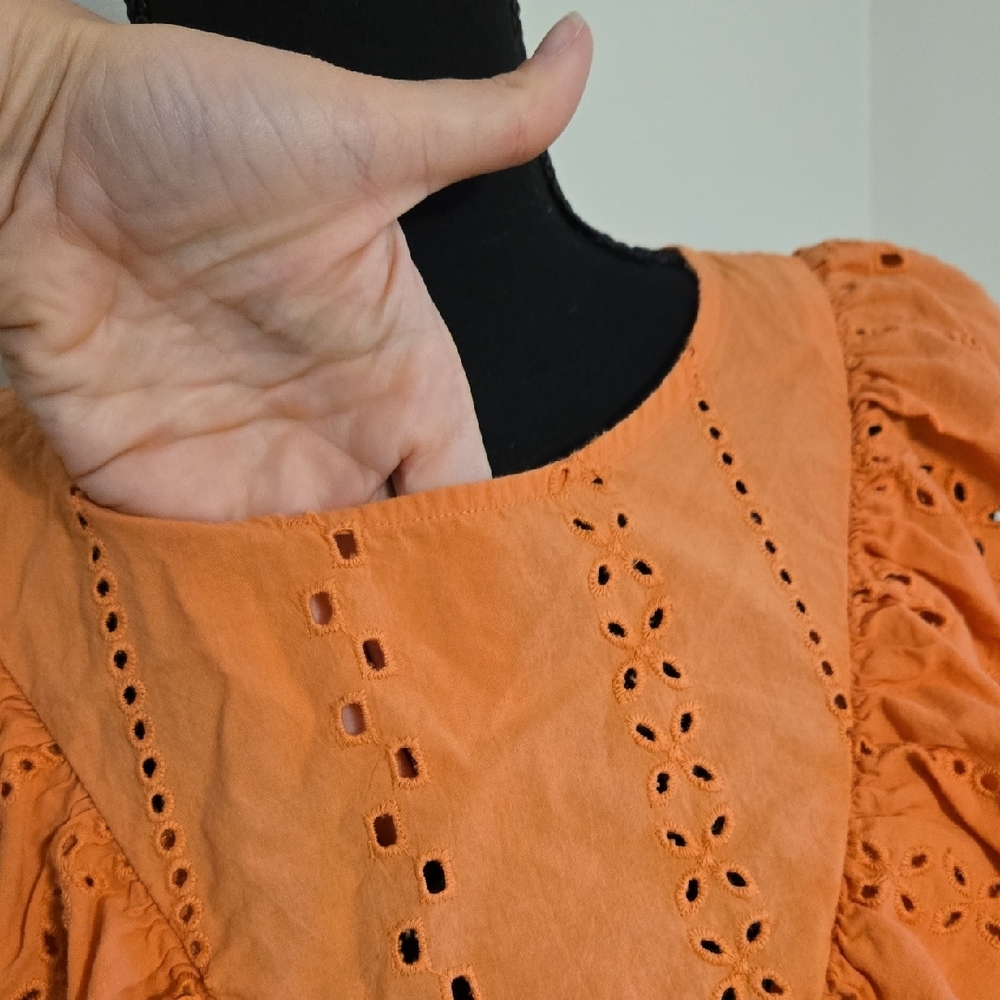 Orange Ruffled Eyelet Top - Picture 5 of 6